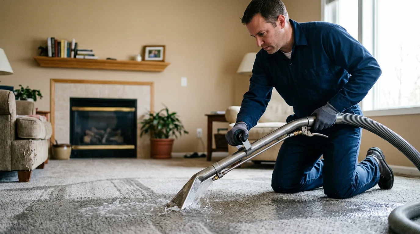Water damage restoration technician working near Abbeville, LA